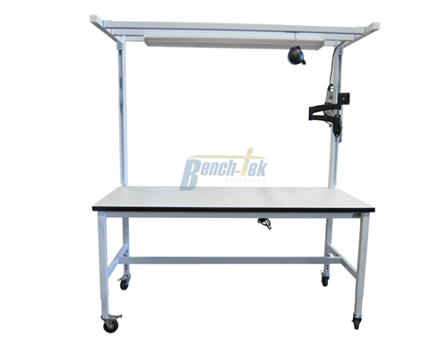Mobile Adjustable Leg Modular Unistrut Workbench Bench Tek Solutions
