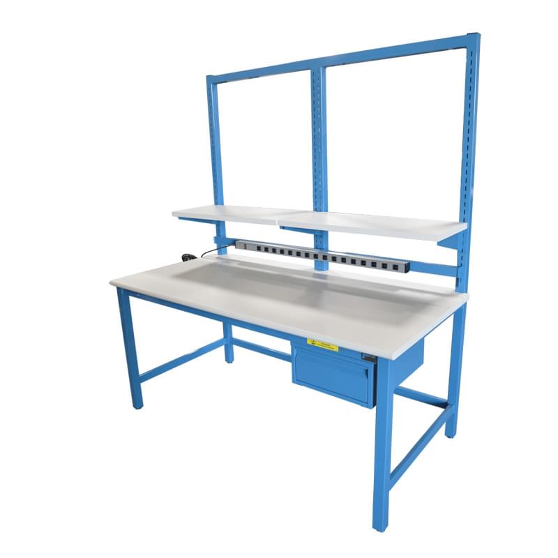 Modular Workbench with Sectionalized Slotted Uprights