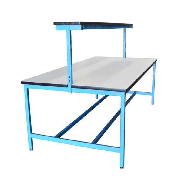 Double Sided Workbench with Detachable Riser Shelf