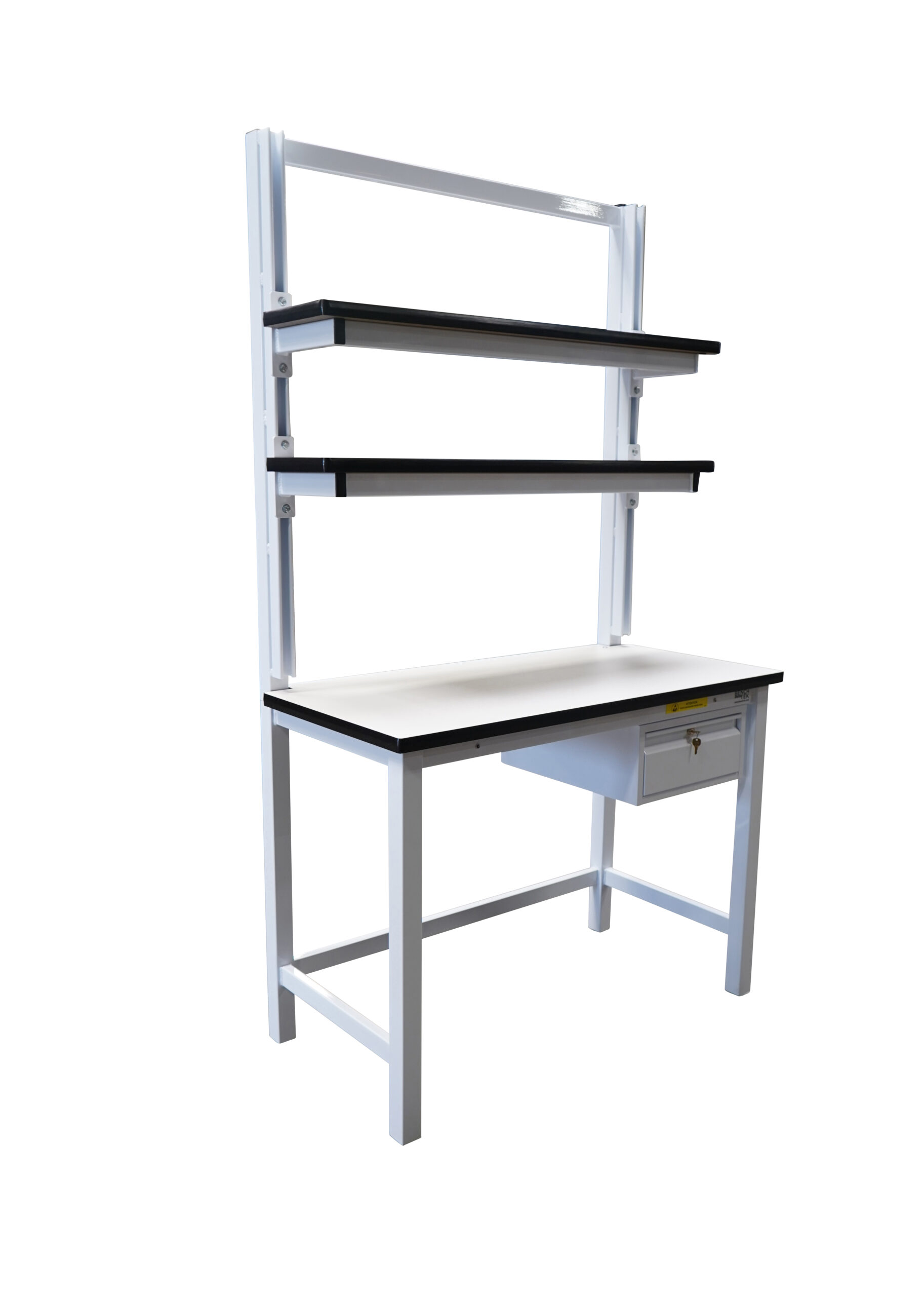 Modular Workbench with Double Cantilever Riser Shelves