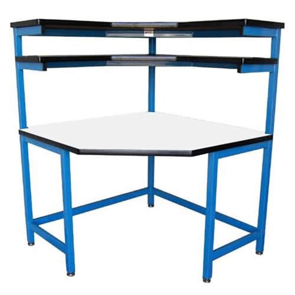 Corner Workbenches with Fix Double Tier Shelves