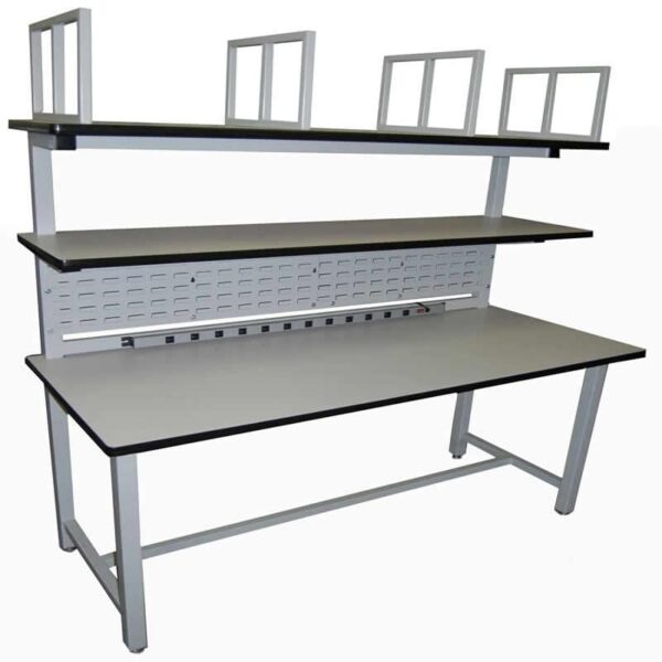 Packaging Workstation with Two Shelves, Bin Panel, Dividers