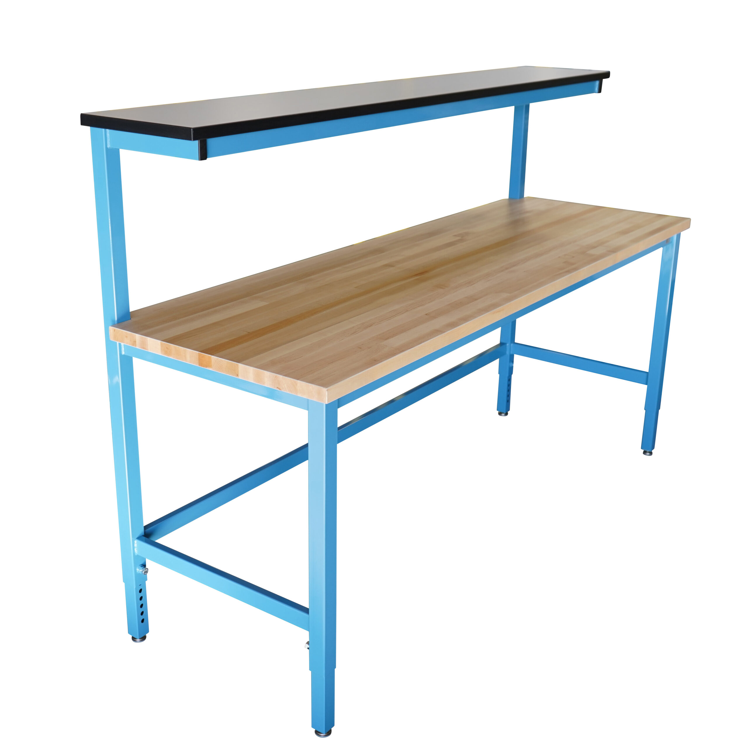 Maple Mobile Workbench with Single Tier Shelf, Laminate Bottom Shelf