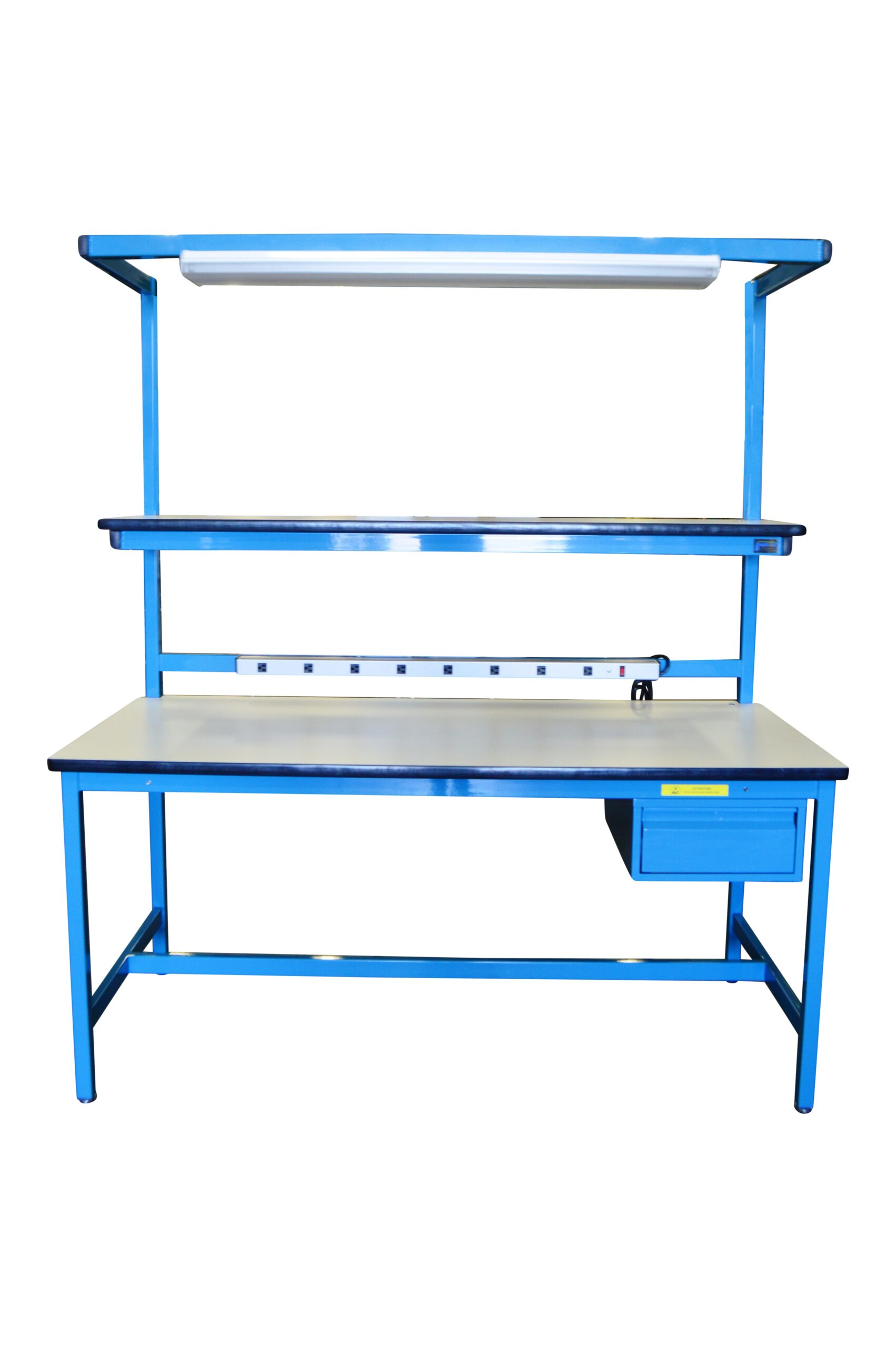 BT54 Four-Leg Workbench with Single Cantilever Riser Shelf & Lightbar