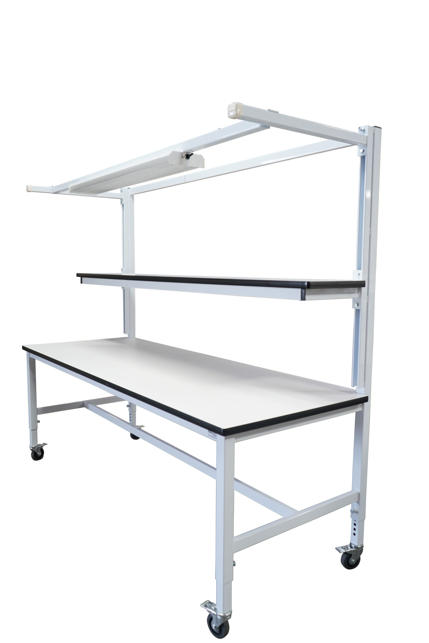 Modular Strut Channel Workbench with Single Cantilever Shelf & Overhead Lightbar