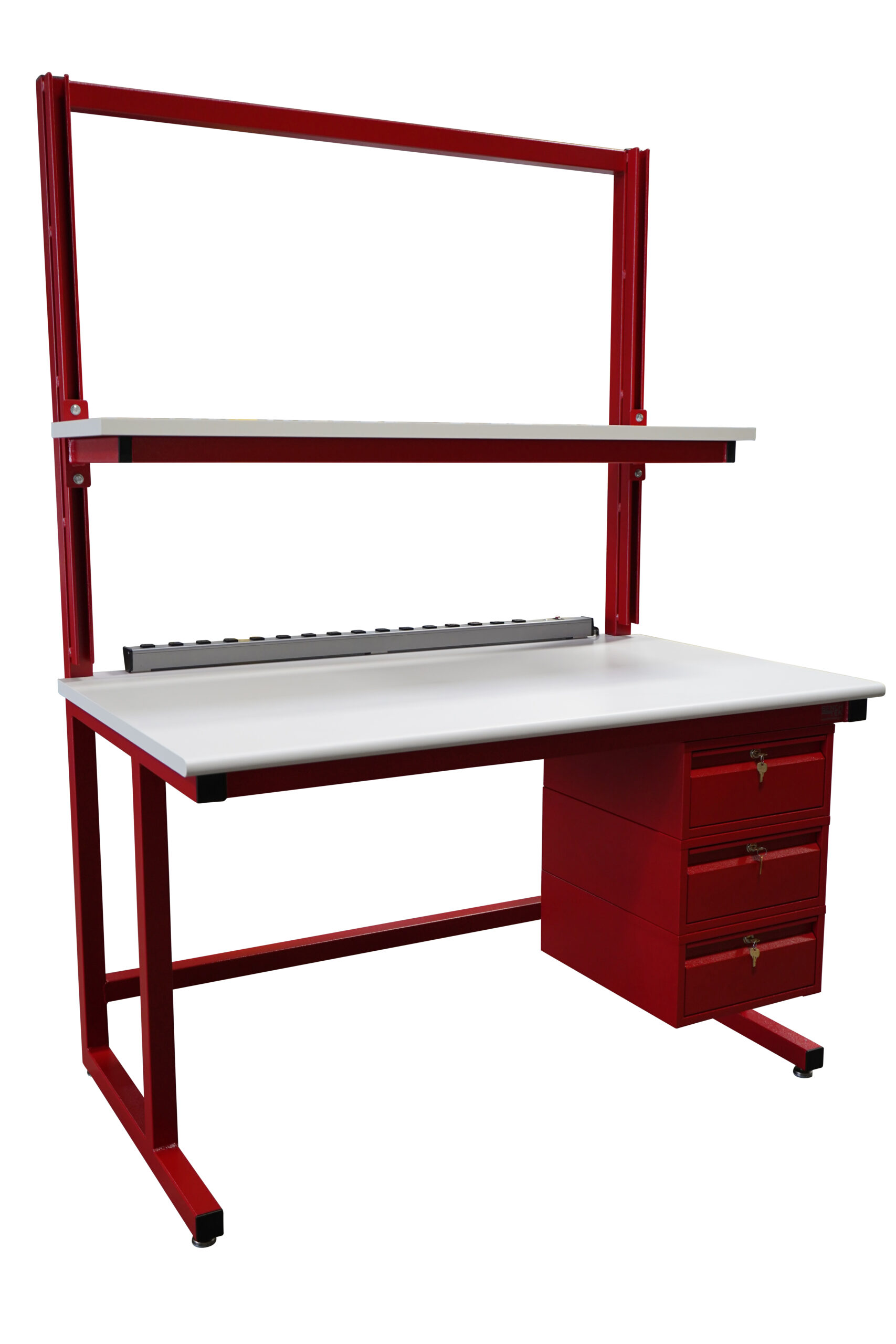 Modular Cantilever Workbench with Single Cantilever Riser & Drawers