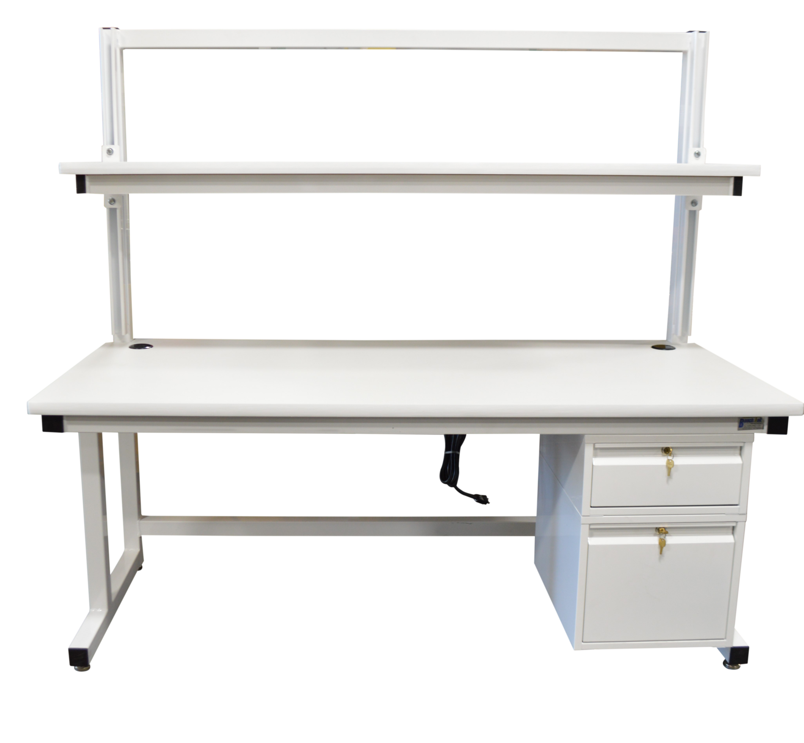 Modular Cantilever Workbench with Single Cantilever Riser & Drawers