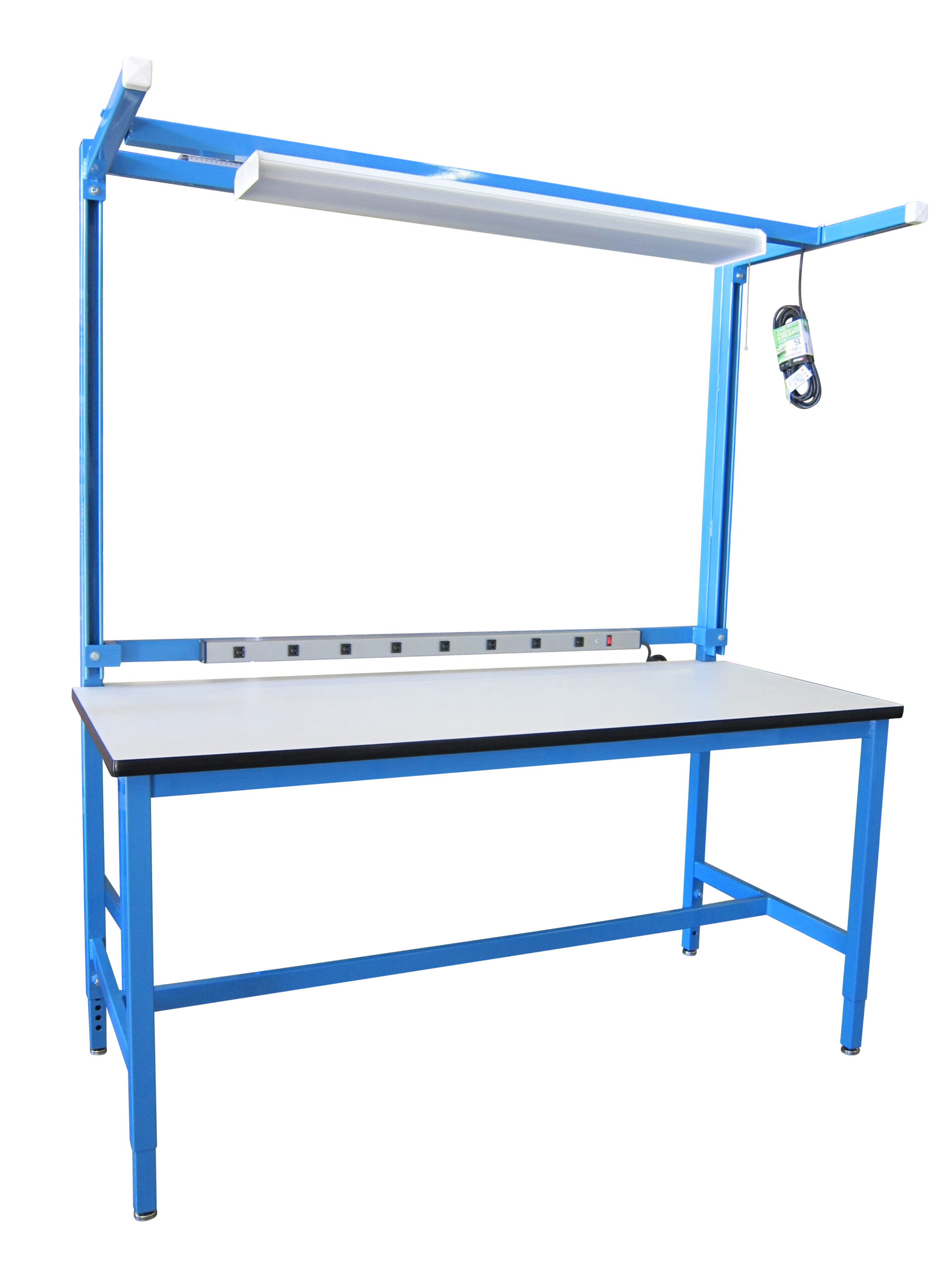 Modular Strut Channel Workbench with Overhead Lightbar