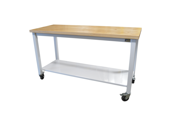 Maple Mobile Workbench with Steel Bottom Shelf