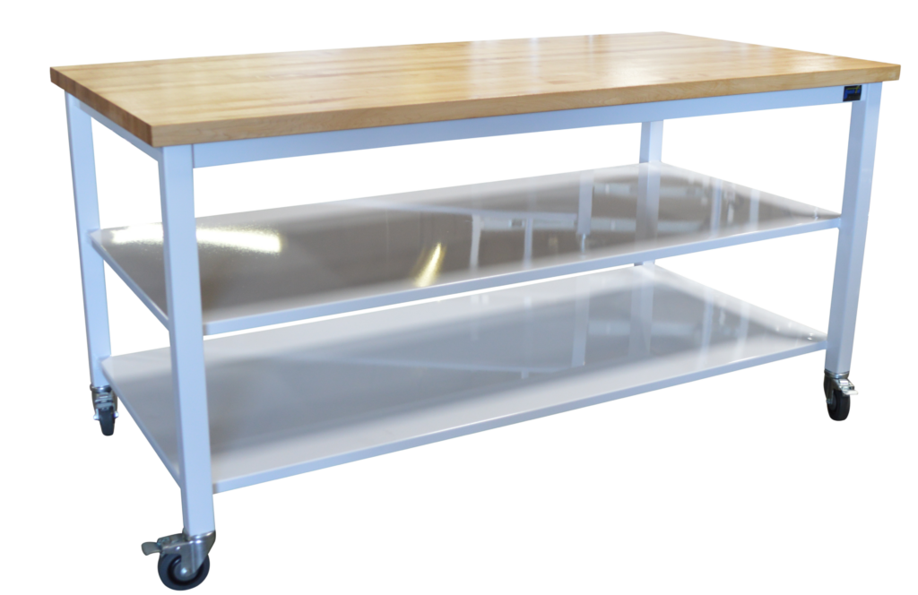 Maple Workbench with 2 Steel Bottom Shelves - Online Furniture Store