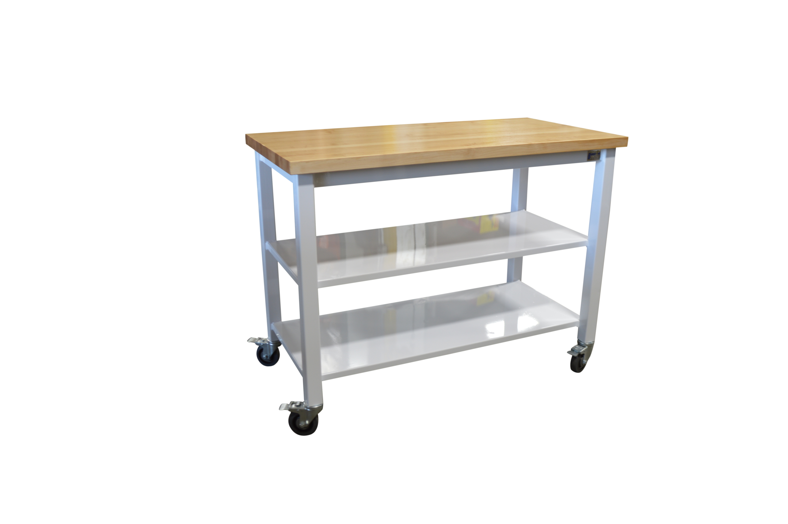 Maple Workbench with 2 Steel Bottom Shelves