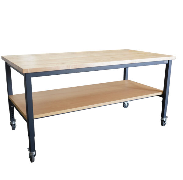 Maple Mobile Workbench with Laminate Bottom Shelf