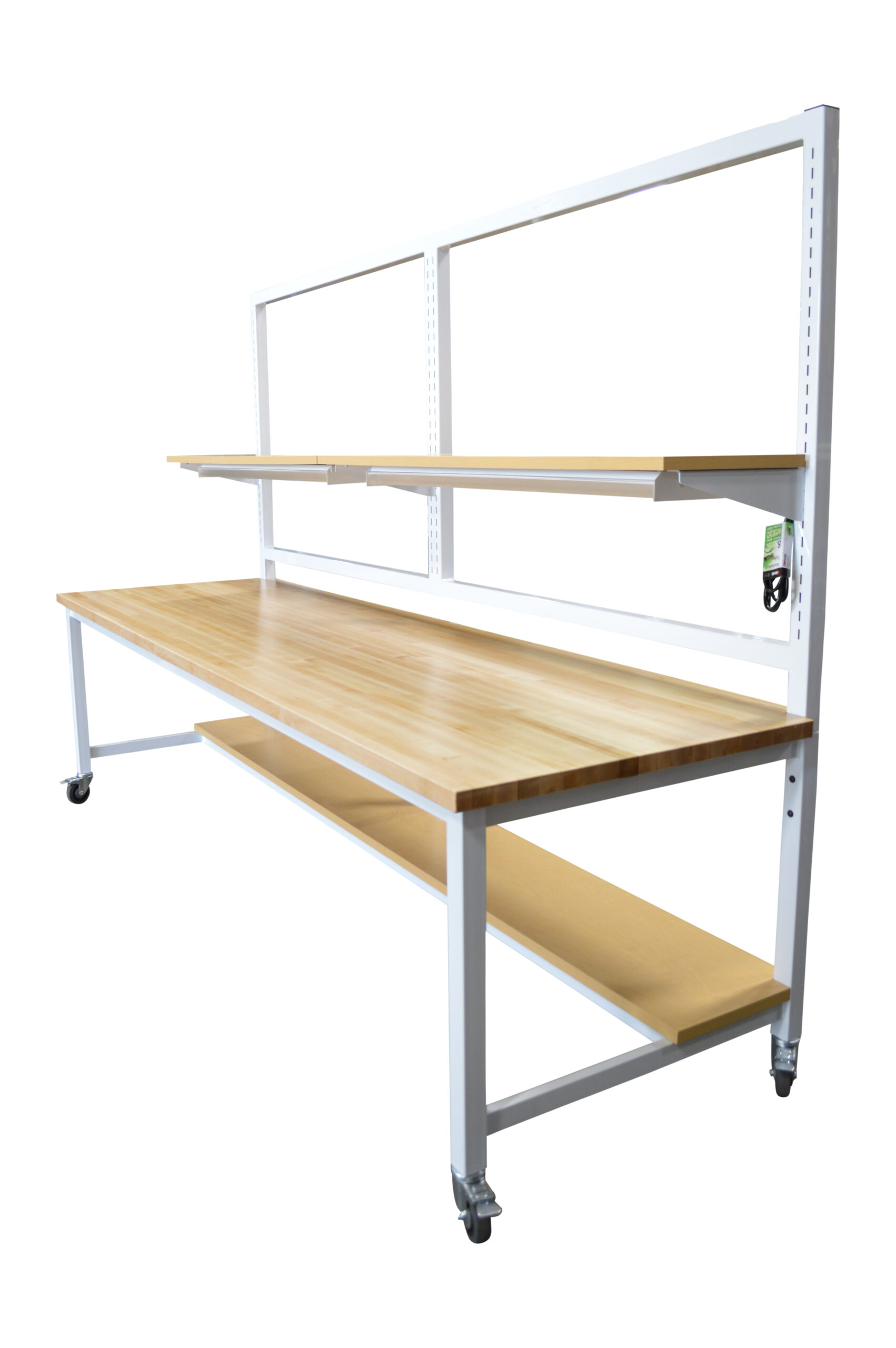 Modular Sectionalized Slotted Maple Mobile Workbench with Laminate Shelves