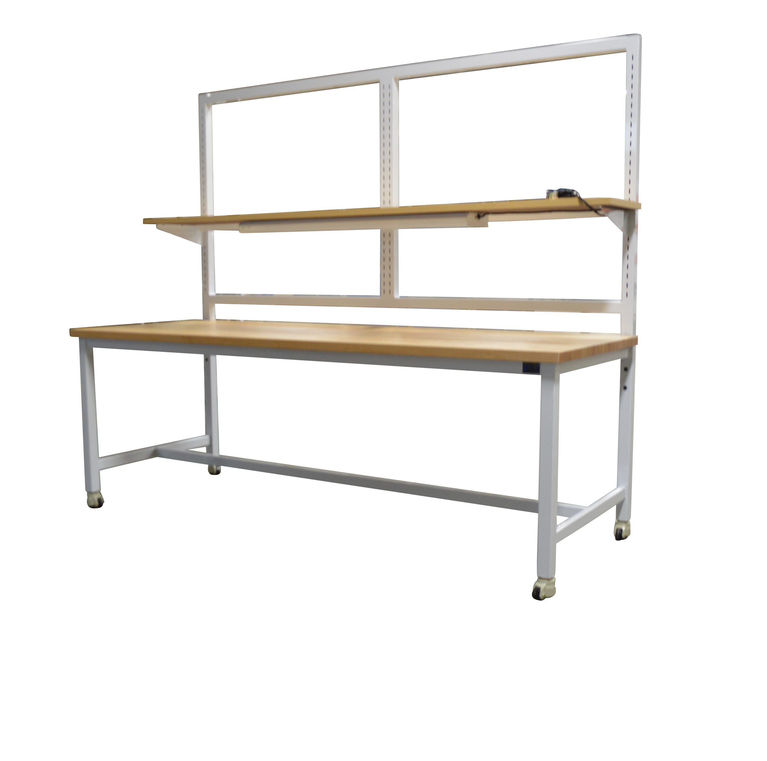 Modular Sectionalized Slotted Maple Mobile Workbench with Laminate Shelves