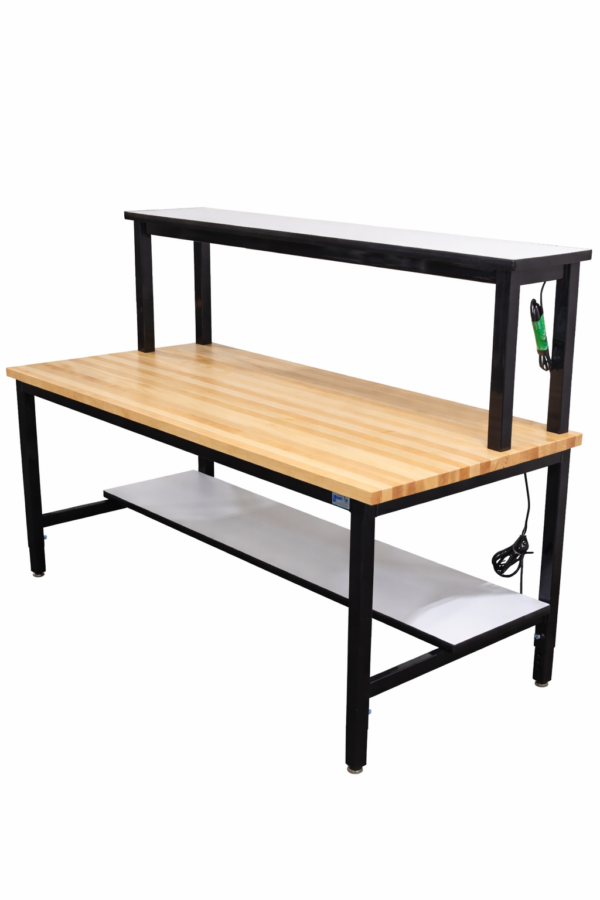 Maple Workbench with Four Leg Riser, Bottom Shelf
