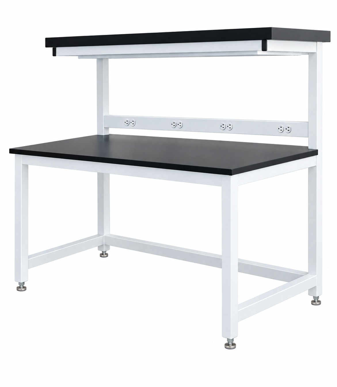 Laboratory Workbench with Single Riser, Power Strip Inlay