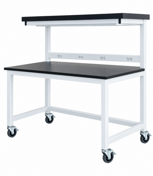 Laboratory Workbench with Single Riser, Power Strip Inlay